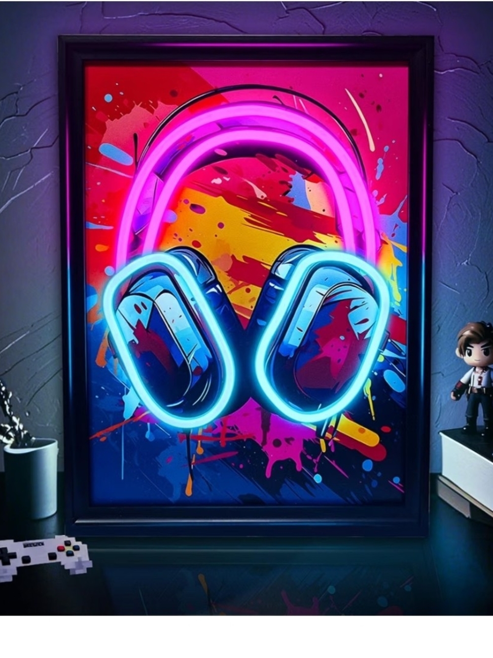 Headphone Music Neon Sign, Cool Music Wall Art